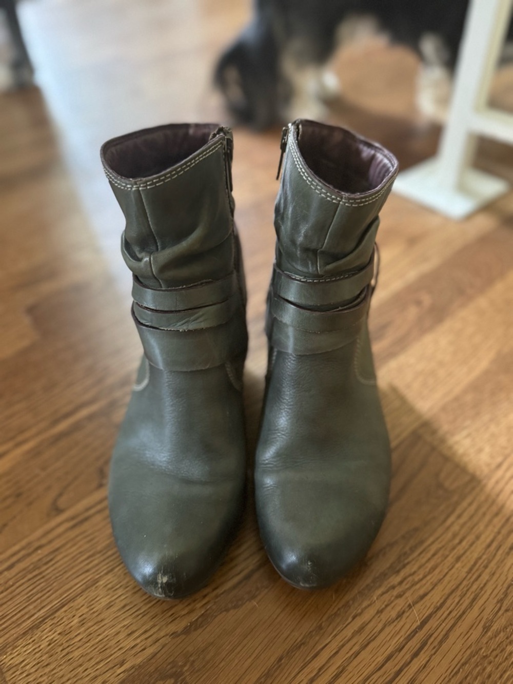 PIKOLINOS Olive Green Slouchy Ankle Heeled Boots